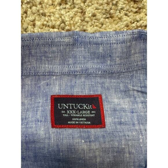 UNTUCKIt Long Sleeve shirt, size XXXLT, Blue, 100% Linen - Picture 6 of 10